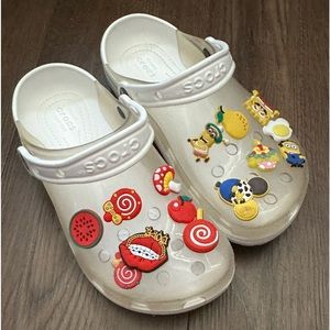 CROCS White Mules with Colorful Charms